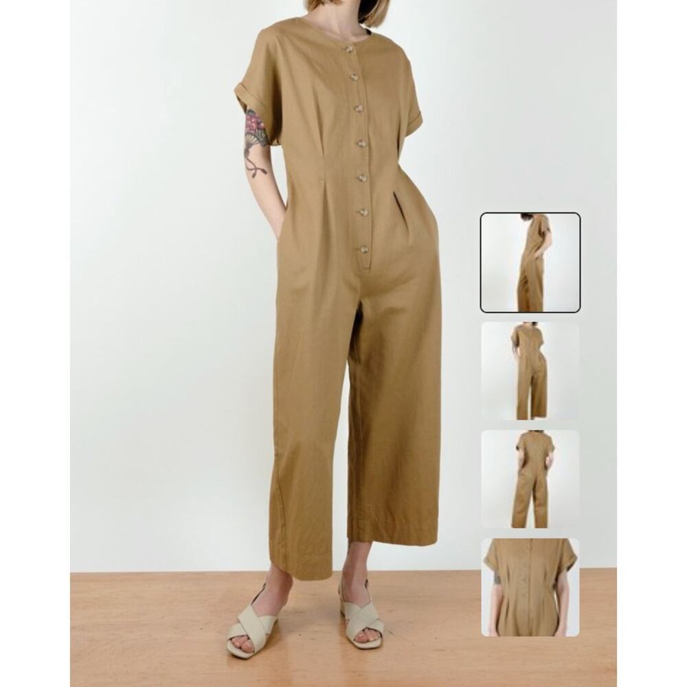 Micaela Greg Les Jumpsuit Bronze Cotton Canvas Size Medium